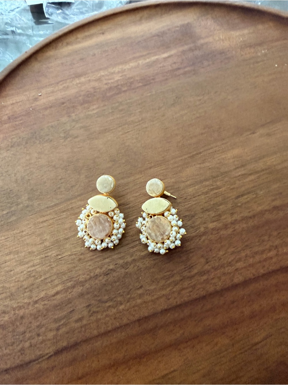 Gold Pearl Cluster Drop Earrings – Women Jewelry